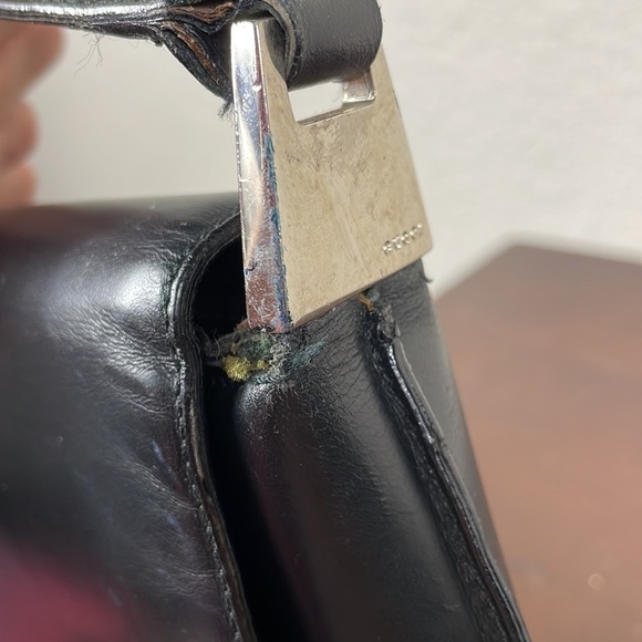 Vintage Gucci Structured Foldover Flap Shoulder Bag Black Leather Evening - Picture 10 of 16